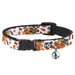 Breakaway Cat Collar with Bell - Cocoa Pebbles Fred Flintstone and Barney Rubble Hugging Pose and Cereal Pebbles Scattered White/Browns Breakaway Cat Collars The Flintstones   