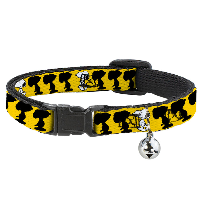 Breakaway Cat Collar with Bell - Peanuts Snoopy Walking/Silhouette Pose Yellow/Black/White Breakaway Cat Collars Peanuts Worldwide LLC   