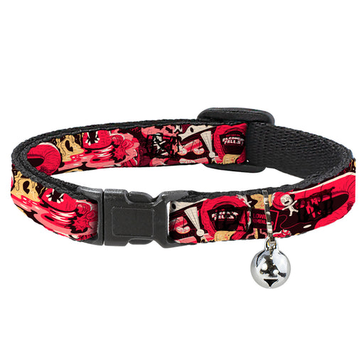 Breakaway Cat Collar with Bell - Rick and Morty Anatomy Park Collage Reds/Black Breakaway Cat Collars Rick and Morty   