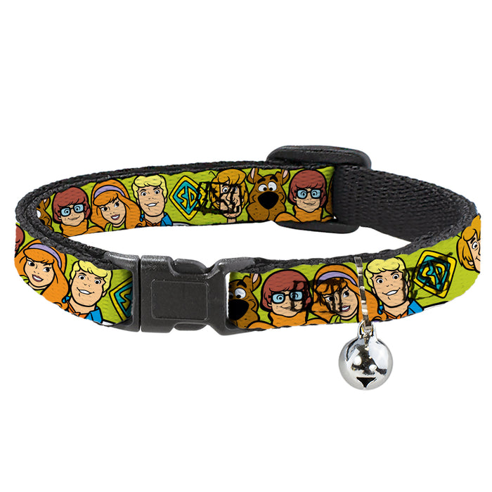 Breakaway Cat Collar with Bell - Scooby Doo Character Faces Close-Up Green Breakaway Cat Collars Scooby Doo   