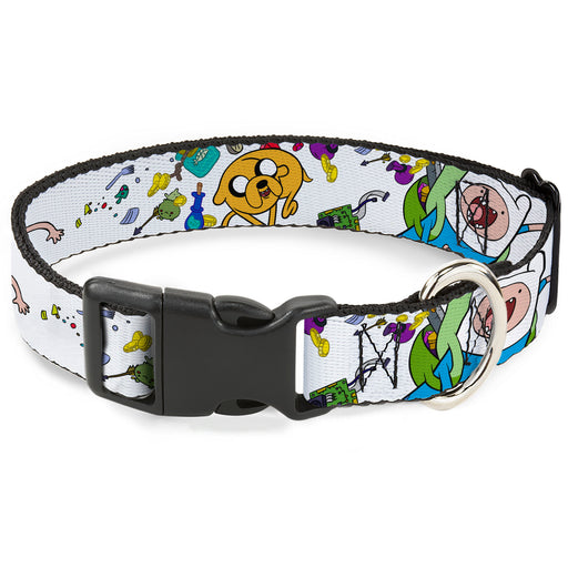 Plastic Clip Collar - Adventure Time Jake and Finn Open Pack Pose White Plastic Clip Collars Cartoon Network   