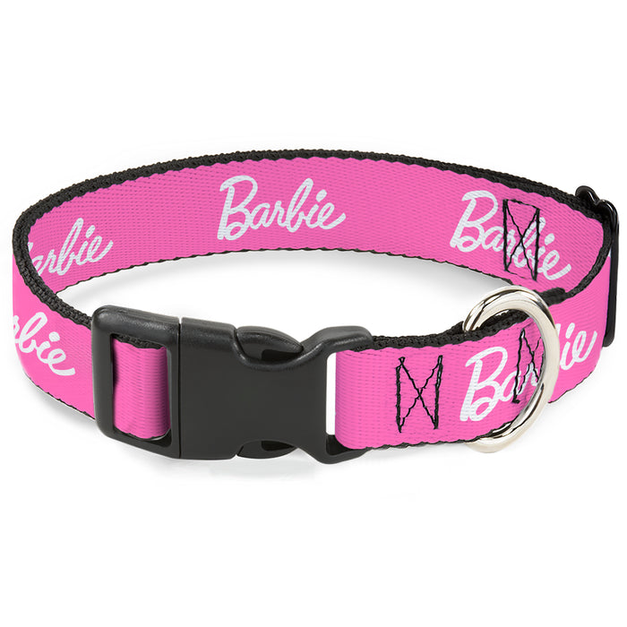 Plastic Clip Collar - BARBIE Script Signature Logo Pink/White Plastic Clip Collars Mattel   
