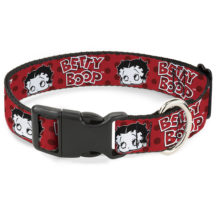 Plastic Clip Collar - BETTY BOOP Face and Text Polka Dot Reds/Black/White Plastic Clip Collars Fleischer Studios, Inc.   