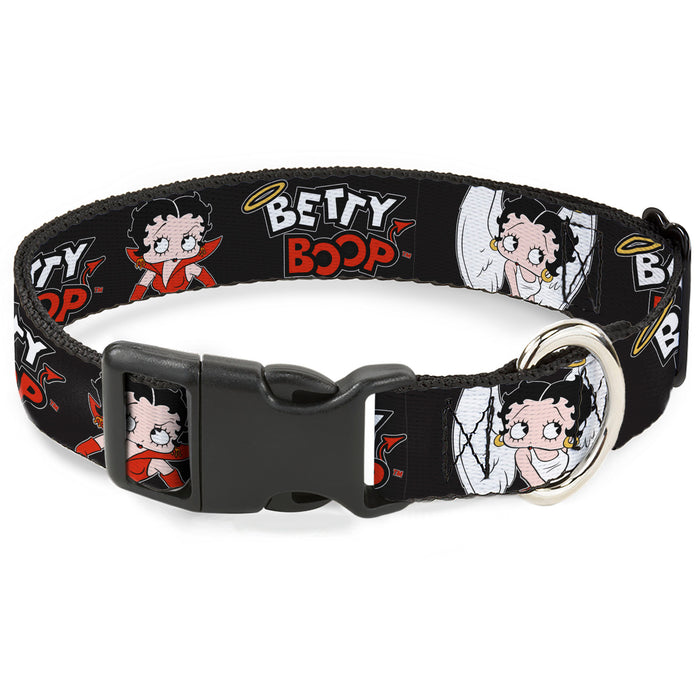 Plastic Clip Collar - BETTY BOOP Angel and Devil Poses with Text Black/White/Red Plastic Clip Collars Fleischer Studios, Inc.   
