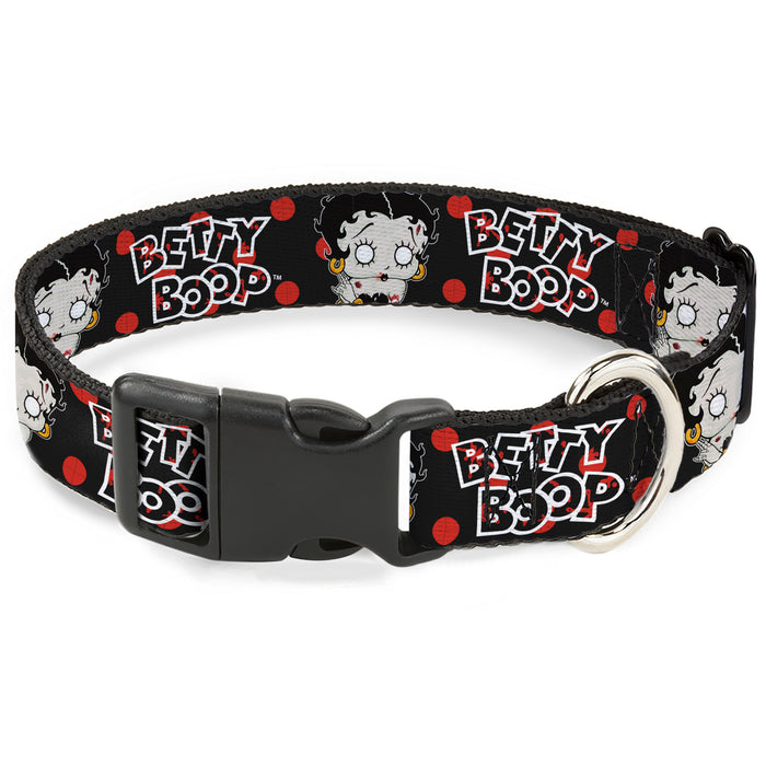 Plastic Clip Collar - BETTY BOOP Zombie Betty and Text Polka Dot Black/Red/White Plastic Clip Collars Fleischer Studios, Inc.   