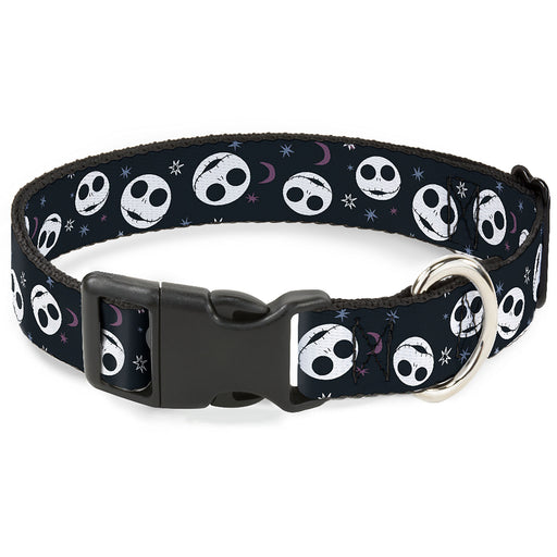 Plastic Clip Collar - The Nightmare Before Christmas Smiling Jack Moon and Stars Black Plastic Clip Collars Disney   