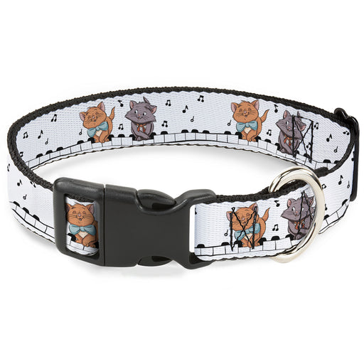 Plastic Clip Collar - Aristocats Toulouse and Berlioz Piano Pose and Musical Notes White/Black Plastic Clip Collars Disney   