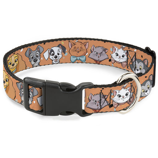 Plastic Clip Collar - Disney Cats and Dogs Faces Orange Plastic Clip Collars Disney