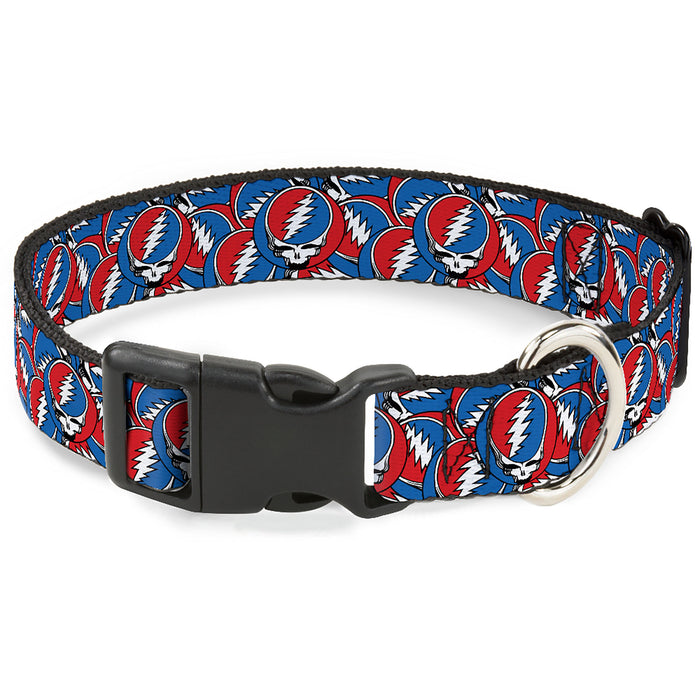 Plastic Clip Collar - Grateful Dead Steal Your Face Logo Stacked Red/White/Blue Plastic Clip Collars Grateful Dead   