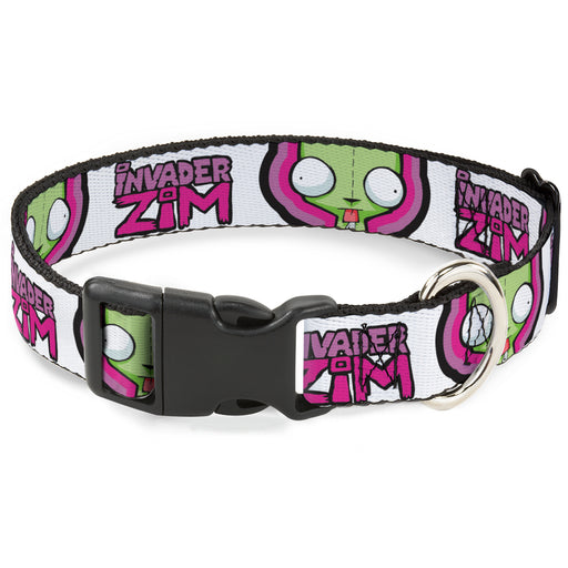 Plastic Clip Collar - INVADER ZIM Title Logo and GIR Pose Close-Up White/Pinks Plastic Clip Collars Nickelodeon   