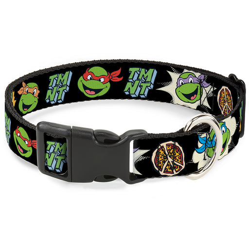 Plastic Clip Collar - Teenage Mutant Ninja Turtles Faces and Icons Black/Multi Color Plastic Clip Collars Nickelodeon   