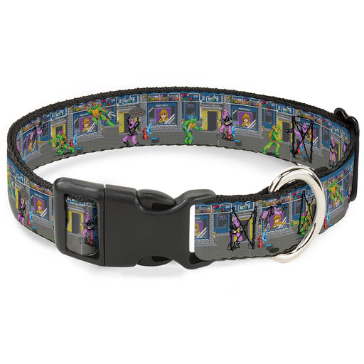 Plastic Clip Collar - Teenage Mutant Ninja Turtles Battle Purple Foot Soldier Ninja Video Game Scene Grays Plastic Clip Collars Nickelodeon   
