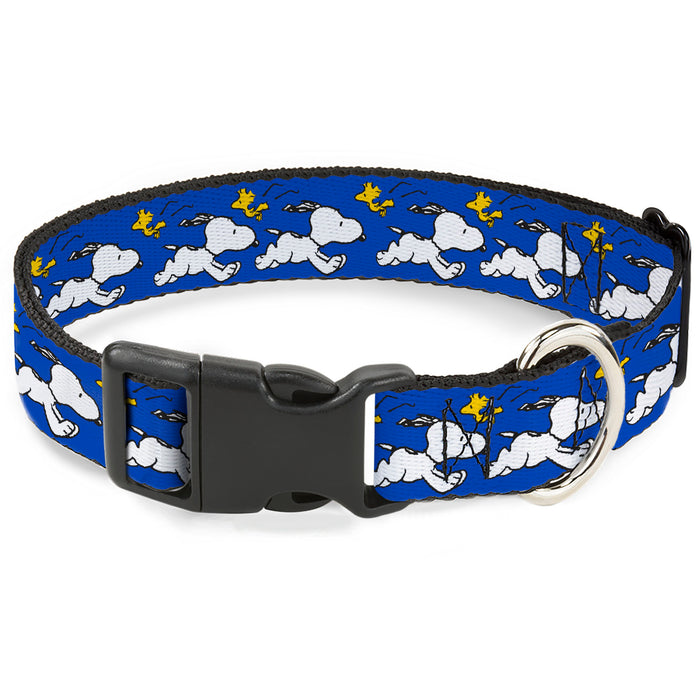 Plastic Clip Collar - Peanuts Snoopy Running and Woodstock Pose Blue Plastic Clip Collars Peanuts Worldwide LLC   