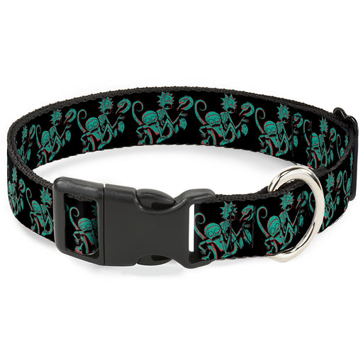 Plastic Clip Collar - Rick and Morty Psychedelic Monster Pose Black/Greens Plastic Clip Collars Rick and Morty   