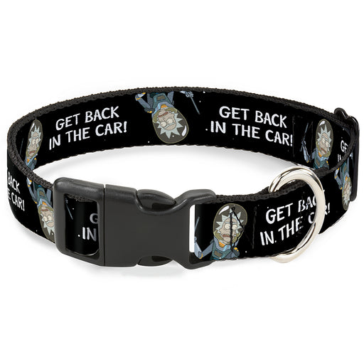Plastic Clip Collar - Rick and Morty Rick GET BACK IN THE CAR Pose Black/White Plastic Clip Collars Rick and Morty   