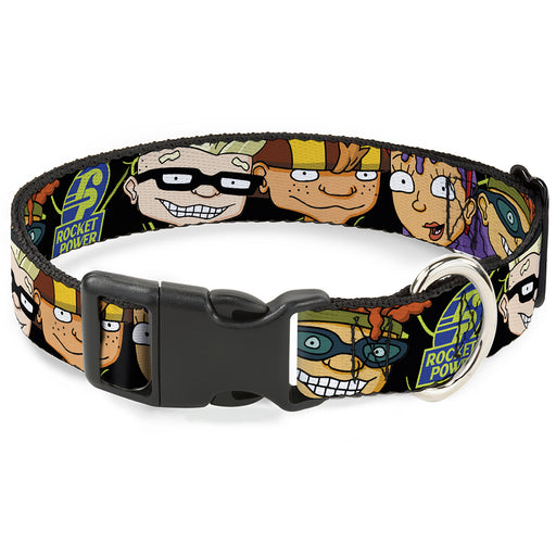 Plastic Clip Collar - ROCKET POWER RP Logo/4-Character Faces CLOSE-UP Black/Green/Blue Plastic Clip Collars Nickelodeon   
