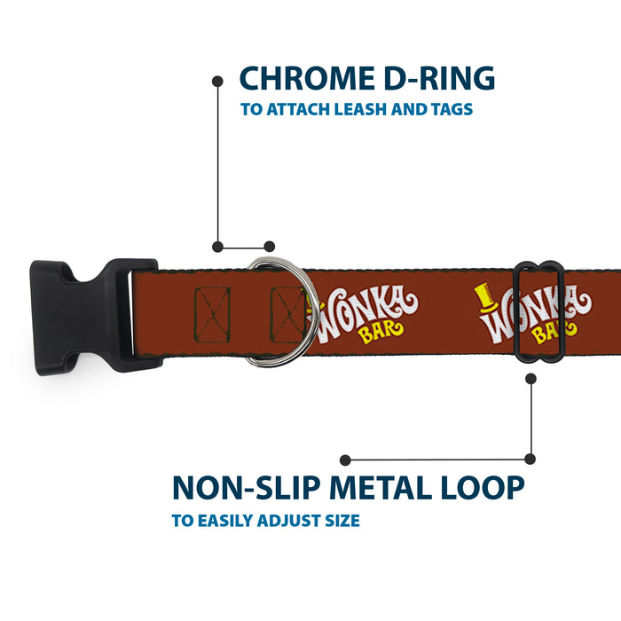 Plastic Clip Collar - Willy Wonka and the Chocolate Factory WONKA BAR Logo Brown/Yellow/White Plastic Clip Collars Warner Bros. Movies