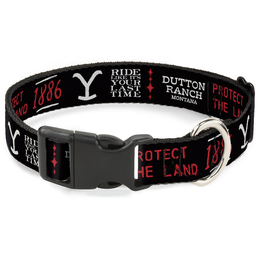Plastic Clip Collar - YELLOWSTONE Dutton Ranch 1886 Icons Black/White/Red Plastic Clip Collars Paramount Network   