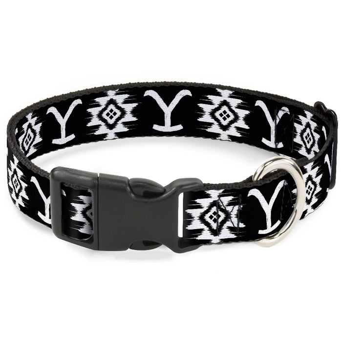 Plastic Clip Collar - Yellowstone Dutton Ranch and Native American Icons Black/White Plastic Clip Collars Paramount Network   