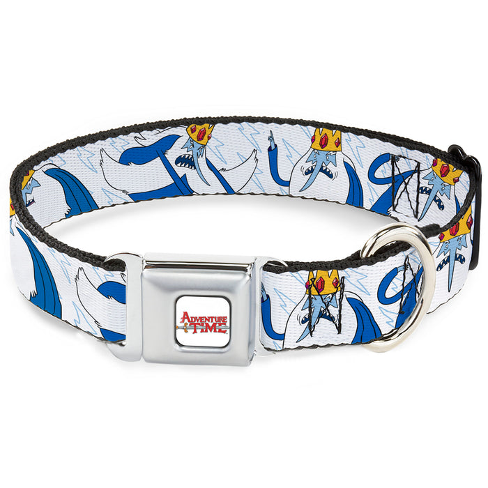 ADVENTURE TIME Title Logo Full Color White Seatbelt Buckle Collar - Adventure Time Ice King Poses and Bolts White/Blue Seatbelt Buckle Collars Cartoon Network   