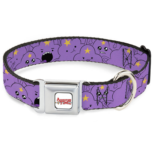 ADVENTURE TIME Title Logo Full Color White Seatbelt Buckle Collar - Adventure Time Lumpy Space Princess Expressions Stacked Lavender Seatbelt Buckle Collars Cartoon Network   