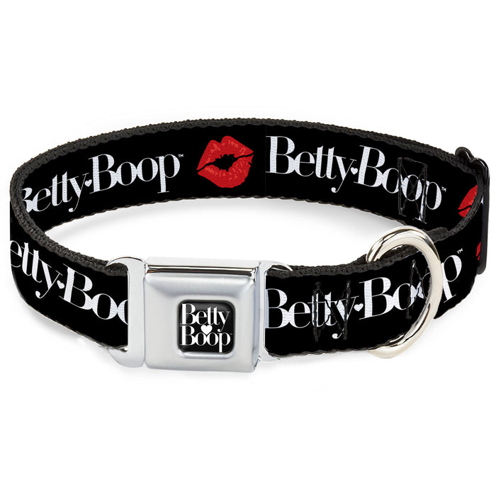 BETTY BOOP Text Heart Logo Full Color Black/White Seatbelt Buckle Collar - BETTY BOOP Text and Kiss Black/White/Red Seatbelt Buckle Collars Fleischer Studios, Inc.   