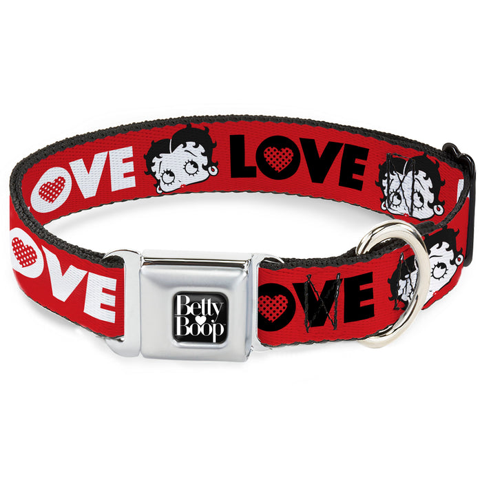 BETTY BOOP Text Heart Logo Full Color Black/White Seatbelt Buckle Collar - Betty Boop Face and LOVE Text Red/Black/White Seatbelt Buckle Collars Fleischer Studios, Inc.   