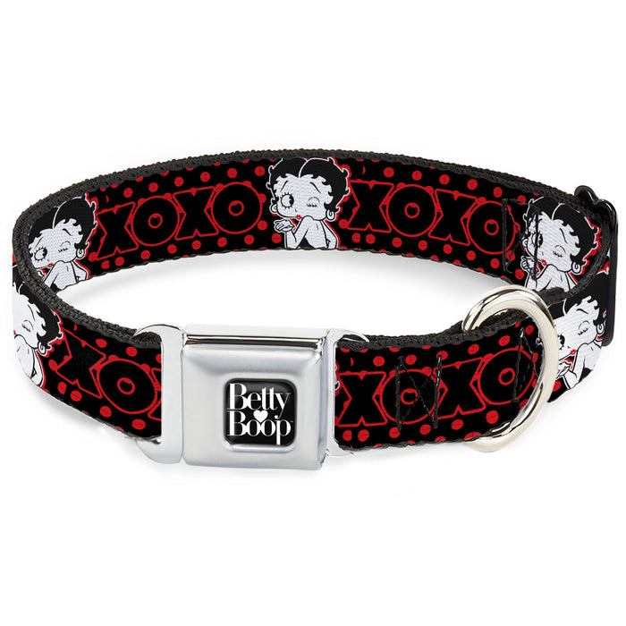 BETTY BOOP Text Heart Logo Full Color Black/White Seatbelt Buckle Collar - Betty Boop Winking Kiss Pose with XOXO Text Polka Dot Black/Red/White Seatbelt Buckle Collars Fleischer Studios, Inc.   