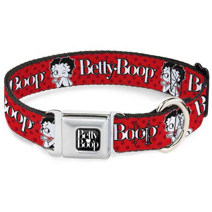 BETTY BOOP Text Heart Logo Full Color Black/White Seatbelt Buckle Collar - BETTY BOOP Winking Kiss Pose and Text Reds/Black/White Seatbelt Buckle Collars Fleischer Studios, Inc.   