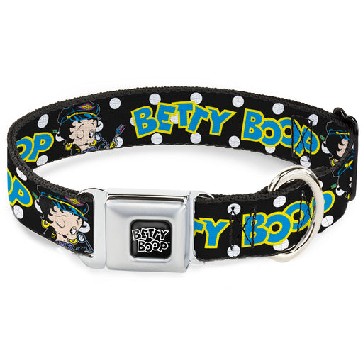 BETTY BOOP Text Heart Logo Full Color Black/White Seatbelt Buckle Collar - BETTY BOOP Biker Betty Winking and Text Polka Dot Black/White/Yellow/Blue Seatbelt Buckle Collars Fleischer Studios, Inc.   