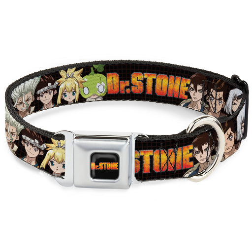 DR. STONE Title Logo Full Color Black/Orange Seatbelt Buckle Collar - DR. STONE Title Logo and Character Group Black Seatbelt Buckle Collars Crunchyroll   