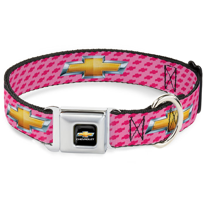 Chevy Bowtie - Collar con hebilla para cinturón de seguridad, color negro y dorado - Chevy Gold Bowtie con logotipo PINK