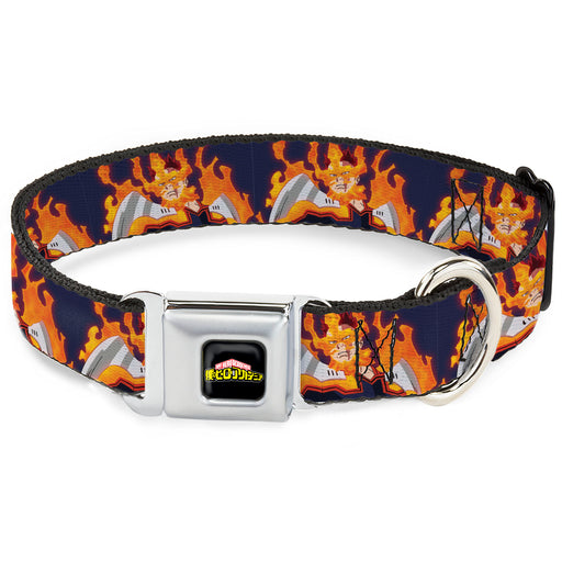 MY HERO ACADEMIA Title Logo Full Color Black Seatbelt Buckle Collar - My Hero Academia Flame Hero Endeavor Pose Blue Seatbelt Buckle Collars Crunchyroll   