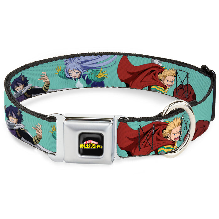 MY HERO ACADEMIA Title Logo Full Color Black Seatbelt Buckle Collar - My Hero Academia The Big 3 Action Poses Light Blue Seatbelt Buckle Collars Crunchyroll   