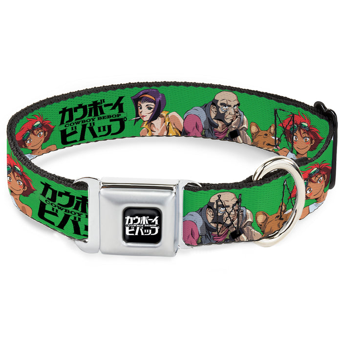 COWBOY BEBOP Title Logo Full Color Black/White Seatbelt Buckle Collar - COWBOY BEBOP Crew Group Pose and Title Logo Green/Black Seatbelt Buckle Collars Crunchyroll   