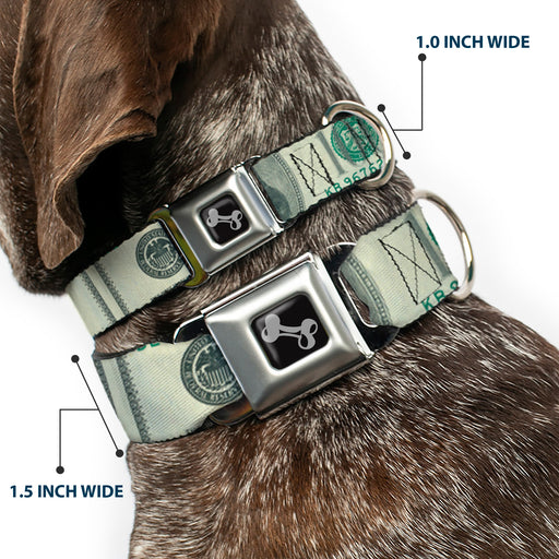 Dog Bone Seatbelt Buckle Collar - 100 Dollar Bill CLOSE-UP Seatbelt Buckle Collars Buckle-Down