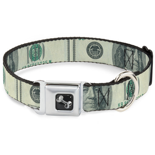 Dog Bone Seatbelt Buckle Collar - 100 Dollar Bill CLOSE-UP Seatbelt Buckle Collars Buckle-Down