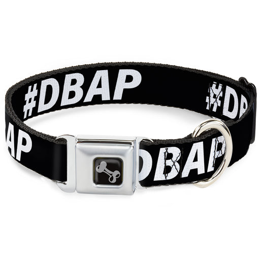 Dog Bone Black/Silver Seatbelt Buckle Collar - #DBAP Hash Tag Text Black/White Seatbelt Buckle Collars Buckle-Down   