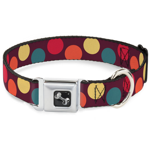 Dog Bone Seatbelt Buckle Collar - Big Dots Purple/Multi Pastel Seatbelt Buckle Collars Buckle-Down