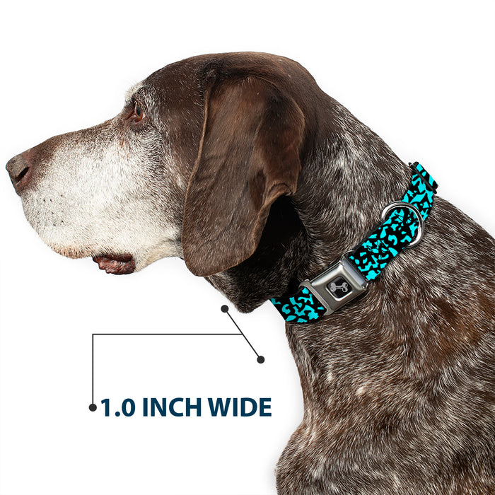 Dog Bone Seatbelt Buckle Collar - Eighties 1 Blue/Black Seatbelt Buckle Collars Buckle-Down 1.0" WIDE SMALL