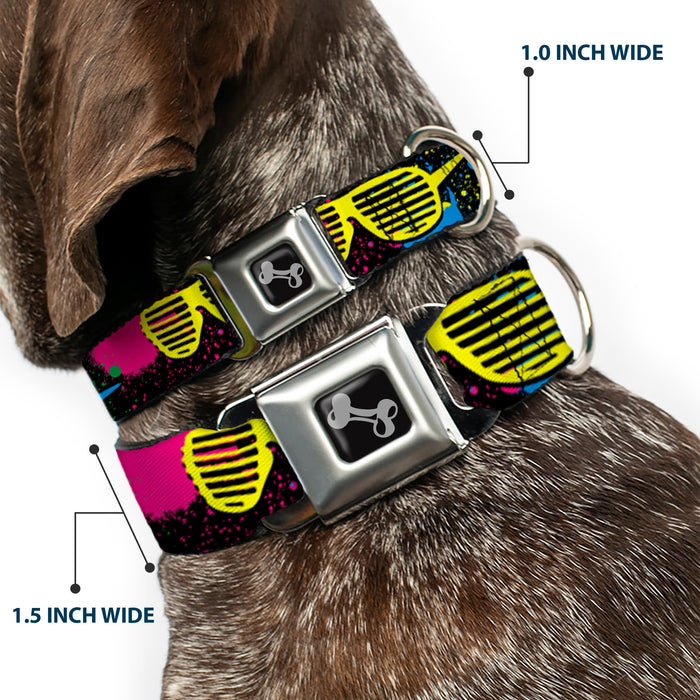 Dog Bone Seatbelt Buckle Collar - Eighties Shades Splatter Black/Neon Seatbelt Buckle Collars Buckle-Down