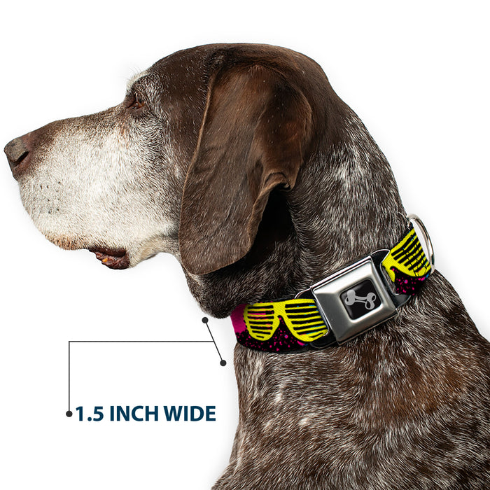 Dog Bone Seatbelt Buckle Collar - Eighties Shades Splatter Black/Neon Seatbelt Buckle Collars Buckle-Down 1.5" WIDE SMALL