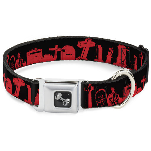 Dog Bone Seatbelt Buckle Collar - Graveyard Black/Red Seatbelt Buckle Collars Buckle-Down