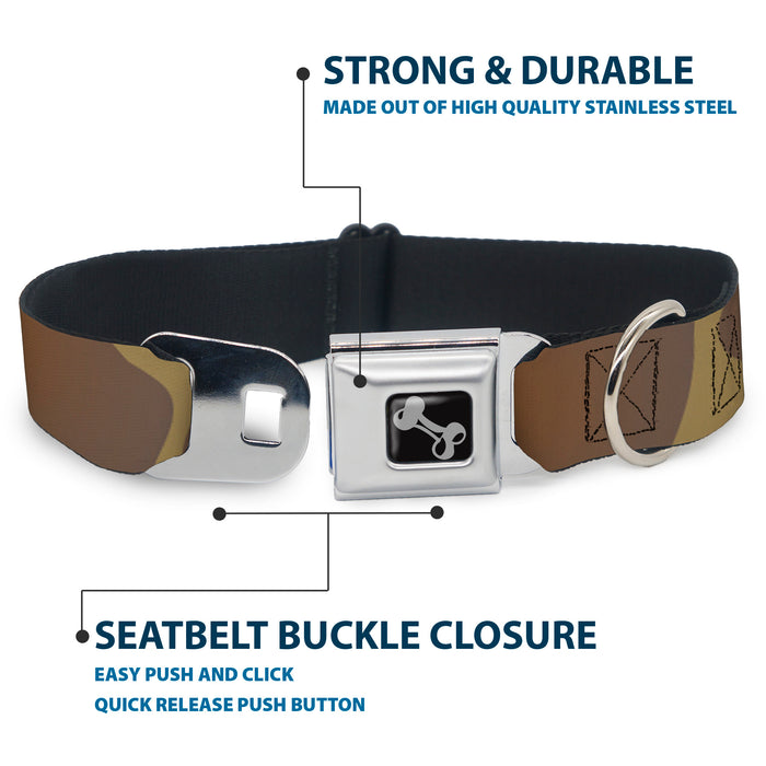 Dog Bone Seatbelt Buckle Collar - Giraffe Spots Tan/Brown Seatbelt Buckle Collars Buckle-Down