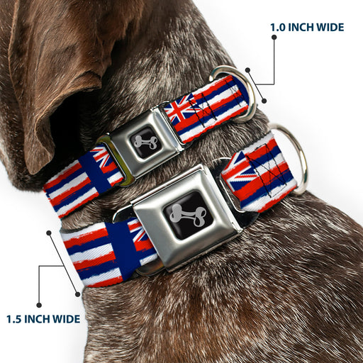 Dog Bone Seatbelt Buckle Collar - Hawaii Flags Weathered Blue/Red/White Seatbelt Buckle Collars Buckle-Down