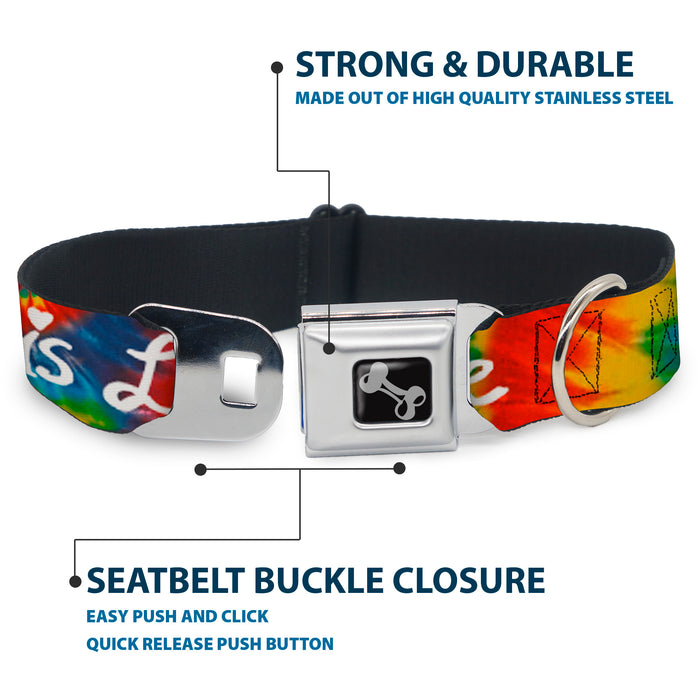 Dog Bone Seatbelt Buckle Collar - LOVE IS LOVE BD Tie Dye/White Seatbelt Buckle Collars Buckle-Down