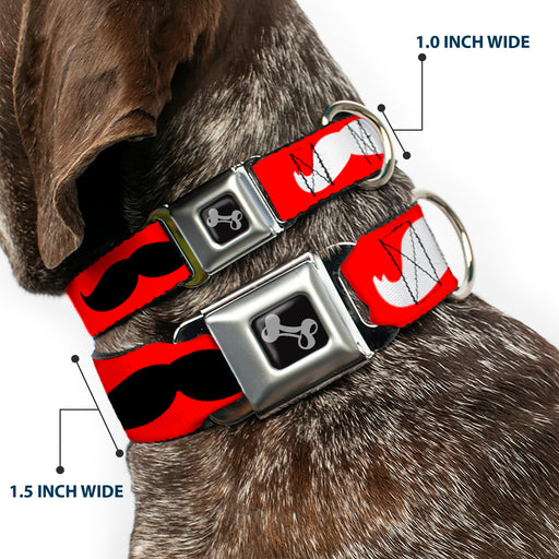 Dog Bone Seatbelt Buckle Collar - Mustaches Red/Brown/White/Black Seatbelt Buckle Collars Buckle-Down