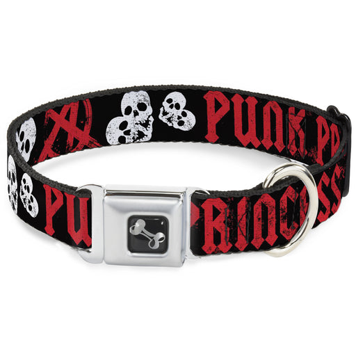 Dog Bone Seatbelt Buckle Collar - Punk Princess Black/Red/White Seatbelt Buckle Collars Buckle-Down