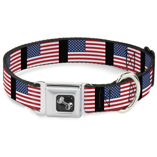 Dog Bone Seatbelt Buckle Collar - United States Flags Seatbelt Buckle Collars Buckle-Down