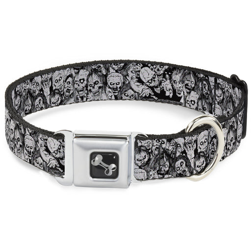 Dog Bone Seatbelt Buckle Collar - Zombie Skulls Sketch Seatbelt Buckle Collars Buckle-Down